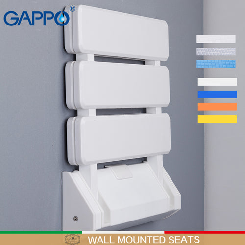 GAPPO Wall Mounted Shower Seats Plastic Folding Chair Bathroom Stool Taburete Durable Relax Chair Toilet Bench For Shower