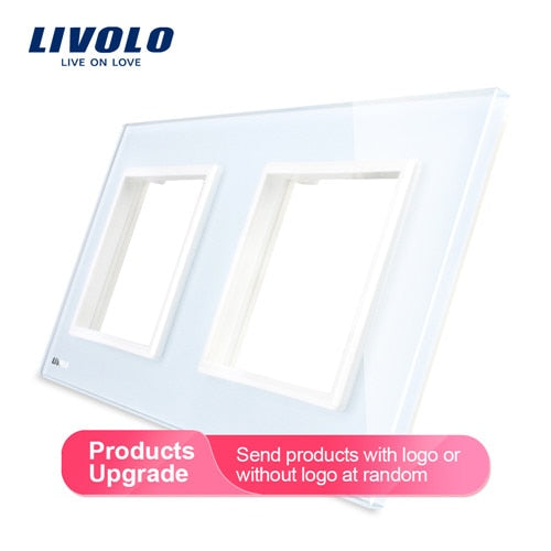 Livolo Luxury White Pearl Crystal Glass, EU standard, Double Glass Panel For Wall Switch&Socket, C7-2SR-11  (4 Colors)