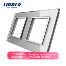 Load image into Gallery viewer, Livolo Luxury White Pearl Crystal Glass, EU standard, Double Glass Panel For Wall Switch&amp;Socket, C7-2SR-11  (4 Colors)