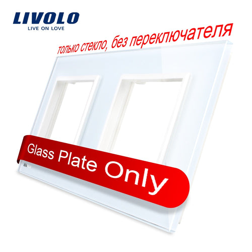 Livolo Luxury White Pearl Crystal Glass, EU standard, Double Glass Panel For Wall Switch&Socket, C7-2SR-11  (4 Colors)